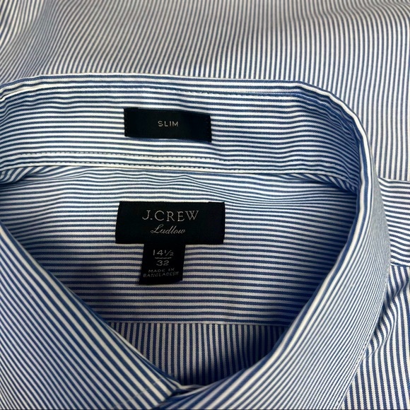 J.Crew Slim-fit Ludlow Premium fine cotton dress Shirt 14.5 x 32 NWOT Blue - Picture 7 of 8